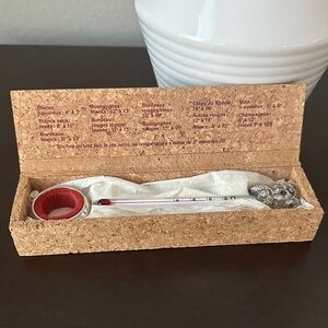 Vtg Mcm Wine Thermometer In Cork Case Thermo Vin France Stop Goutte